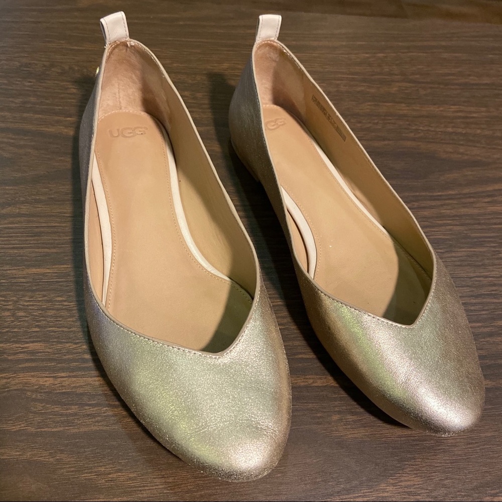 UGG shimmery gold Lynley flats